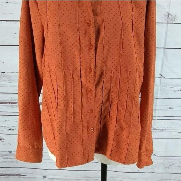 Ms. Lee Women's Vintage 90's Orange Button Down Long Sleeve Blouse Size XL - Picture 6 of 8